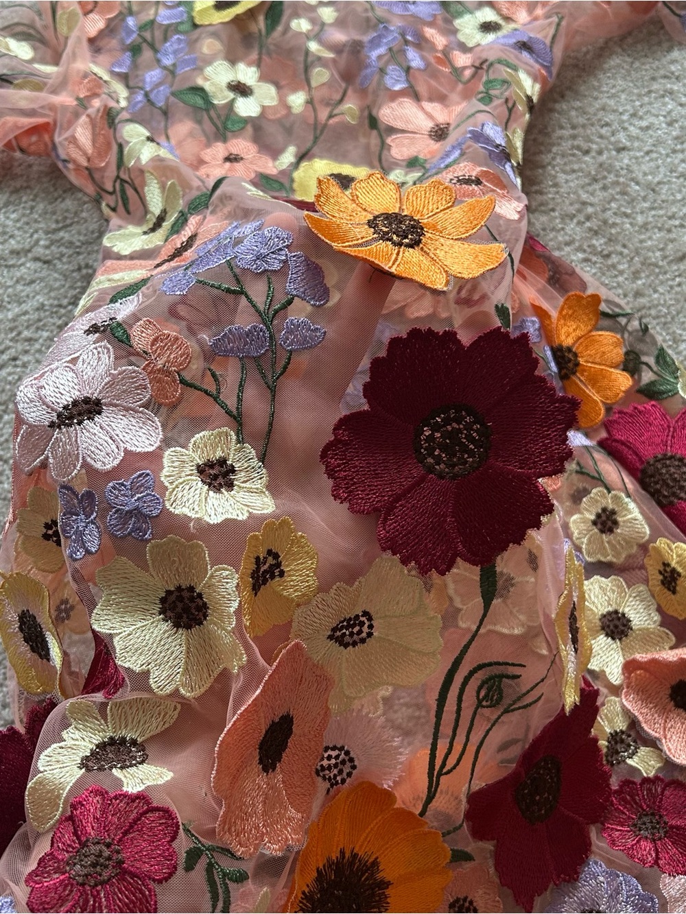 Finesse Floral Mesh Dress M Taylor Swift Inspired Grammy Look Embroidered Sheer - Picture 9 of 14